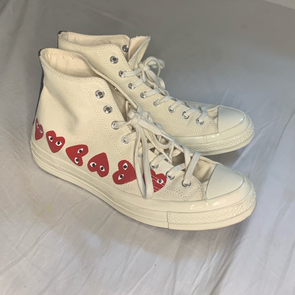 comme de garcon high top converse in white